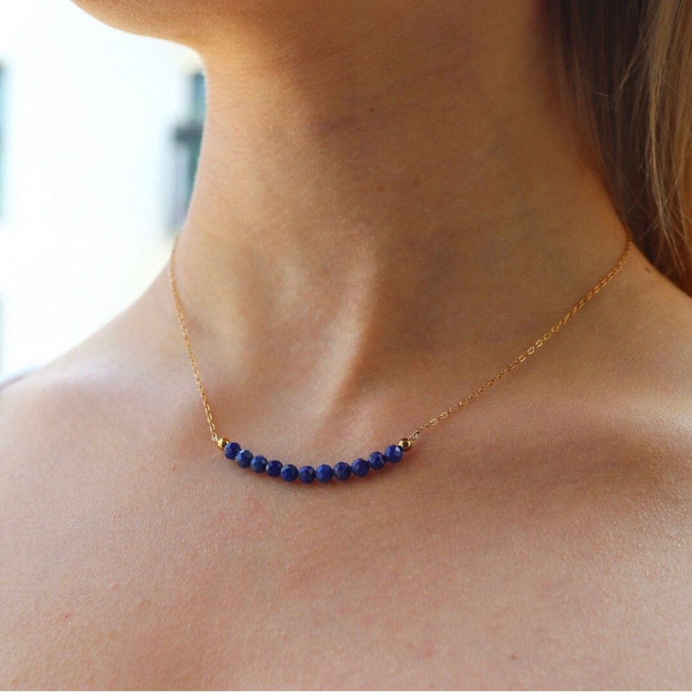 Lapis Bar Necklace in 14k gold filled - Picture 4 of 5